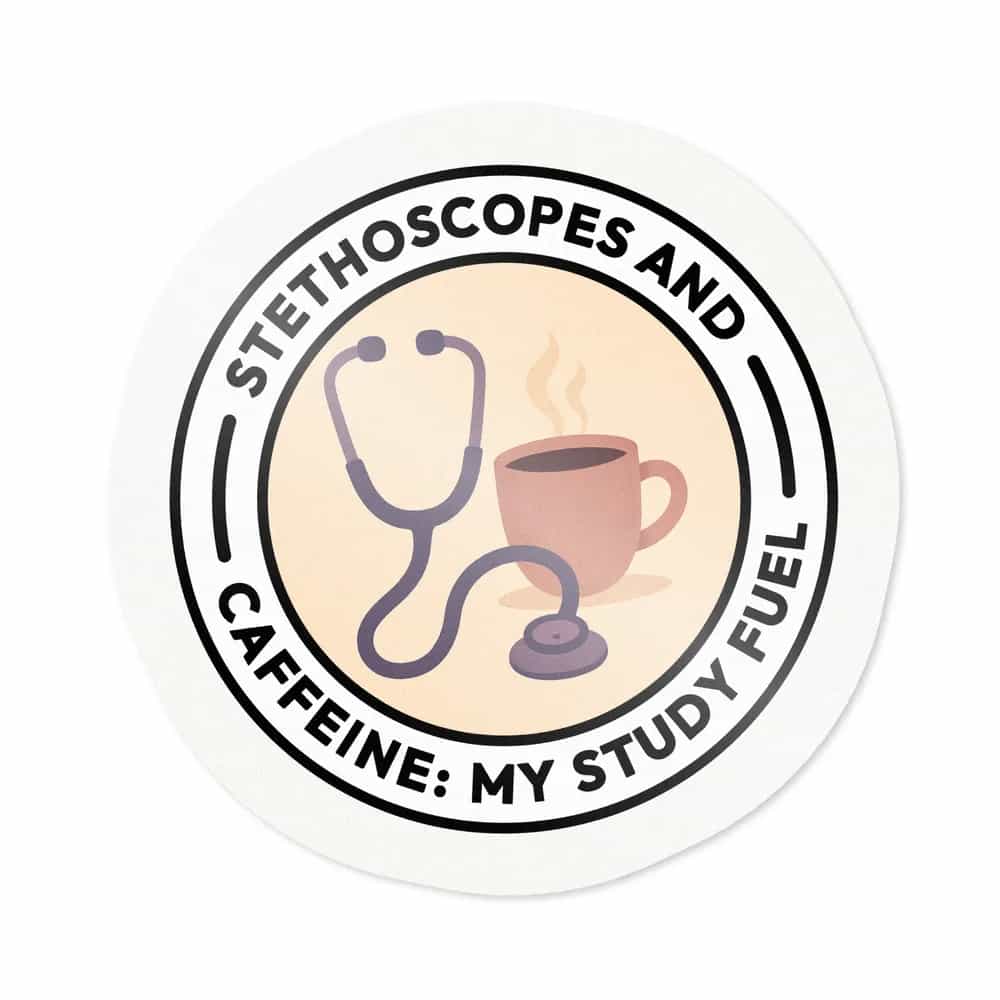 Stethoscopes and Caffeine: My Study Fuel, Sticker