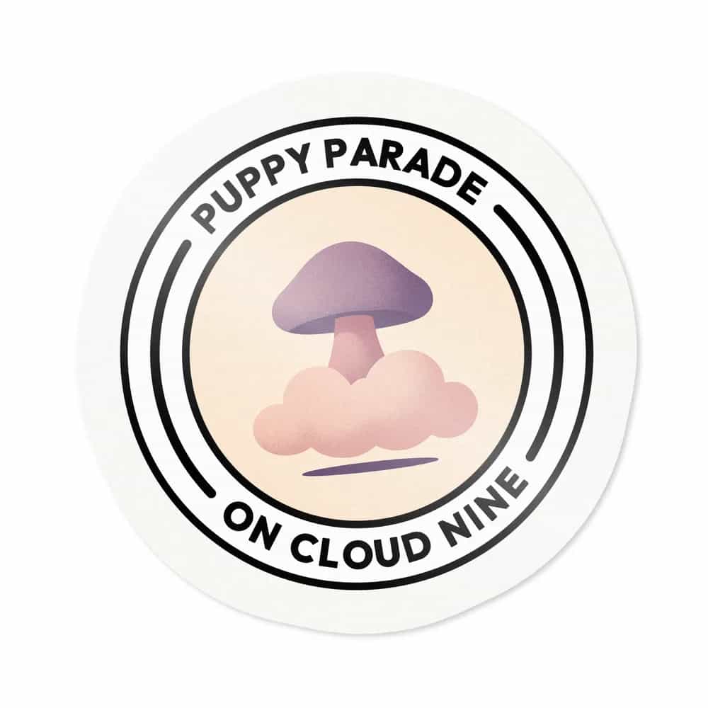 Puppy Parade on Cloud Nine, Sticker