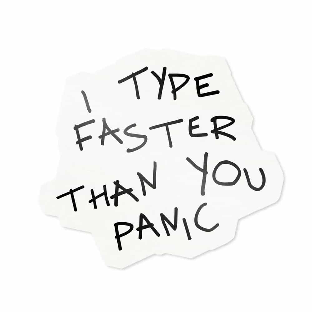 I Type Faster Than You Panic, Sticker